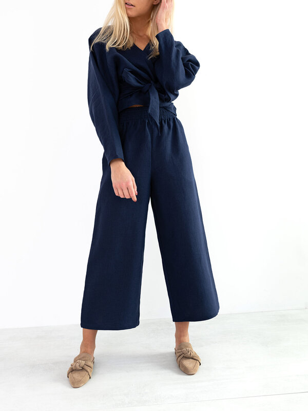 JUNE Linen Wrap Top
