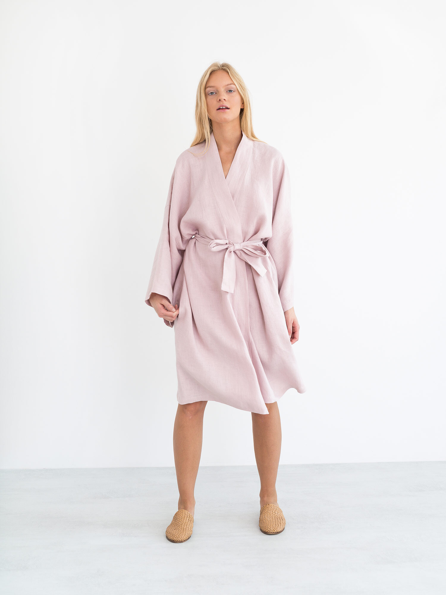 Image 2 of LUNA Linen Robe in Apple Blossom from Love and Confuse