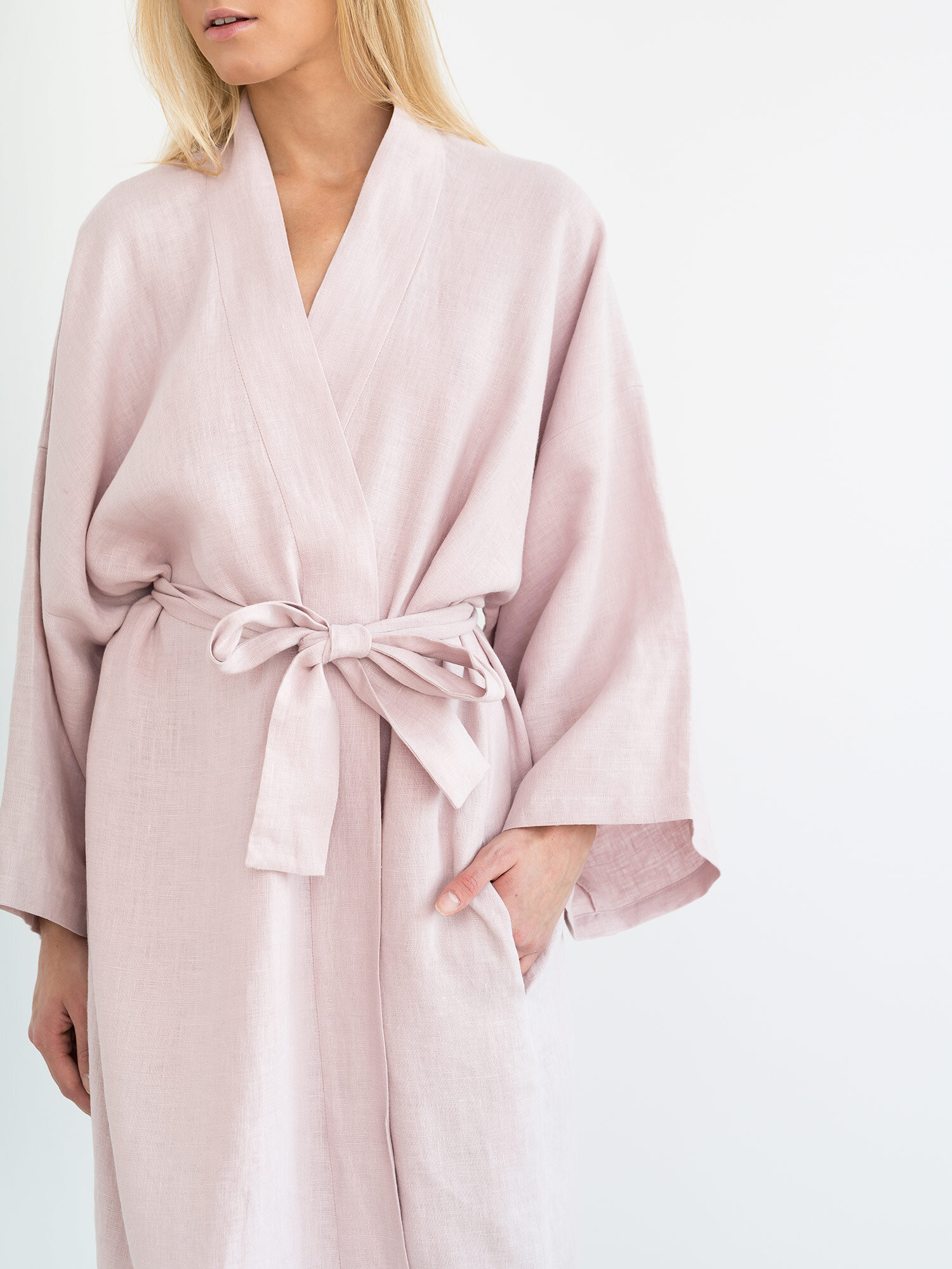Image 4 of LUNA Linen Robe in Apple Blossom from Love and Confuse