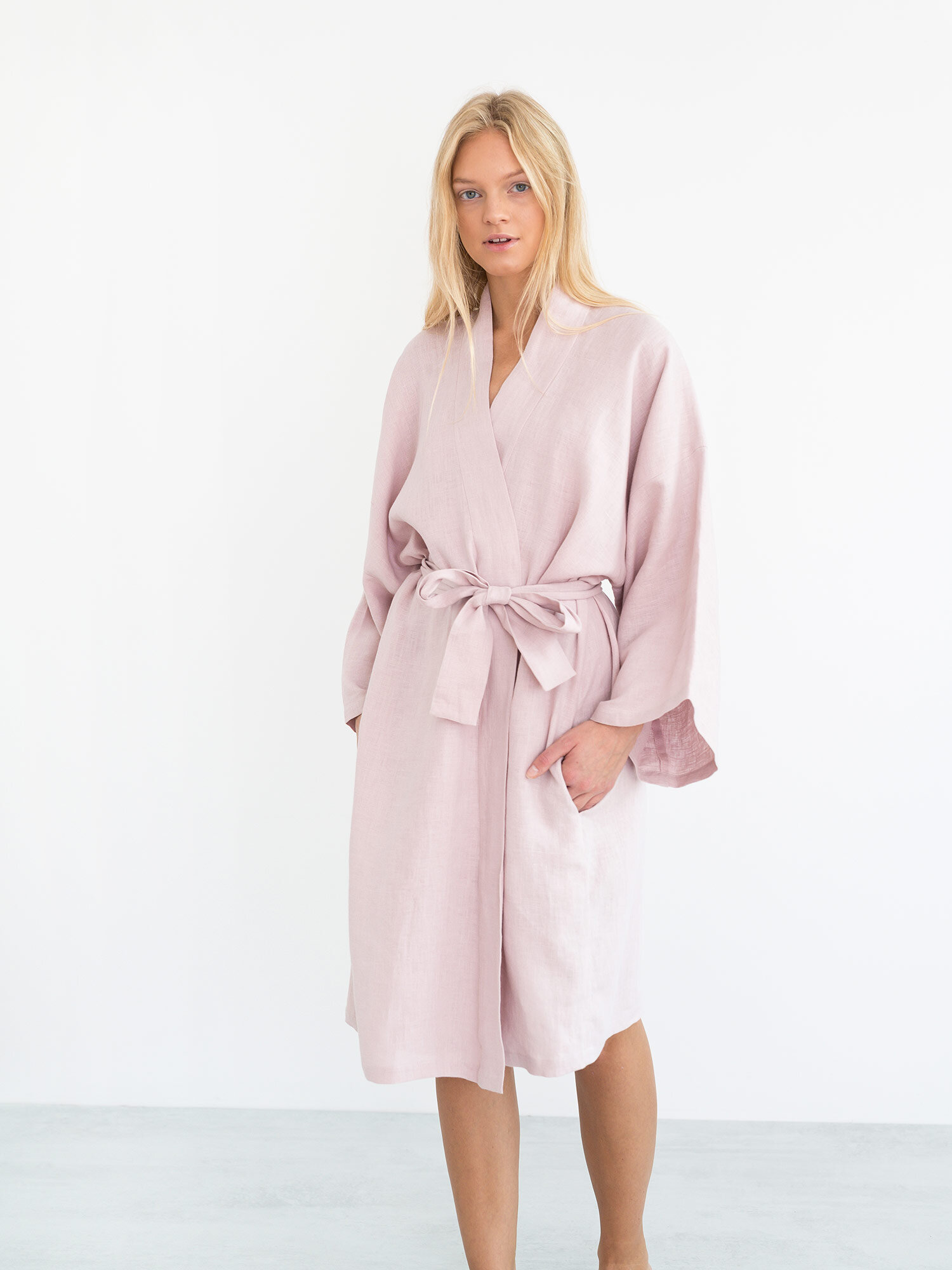 Image 6 of LUNA Linen Robe in Apple Blossom from Love and Confuse