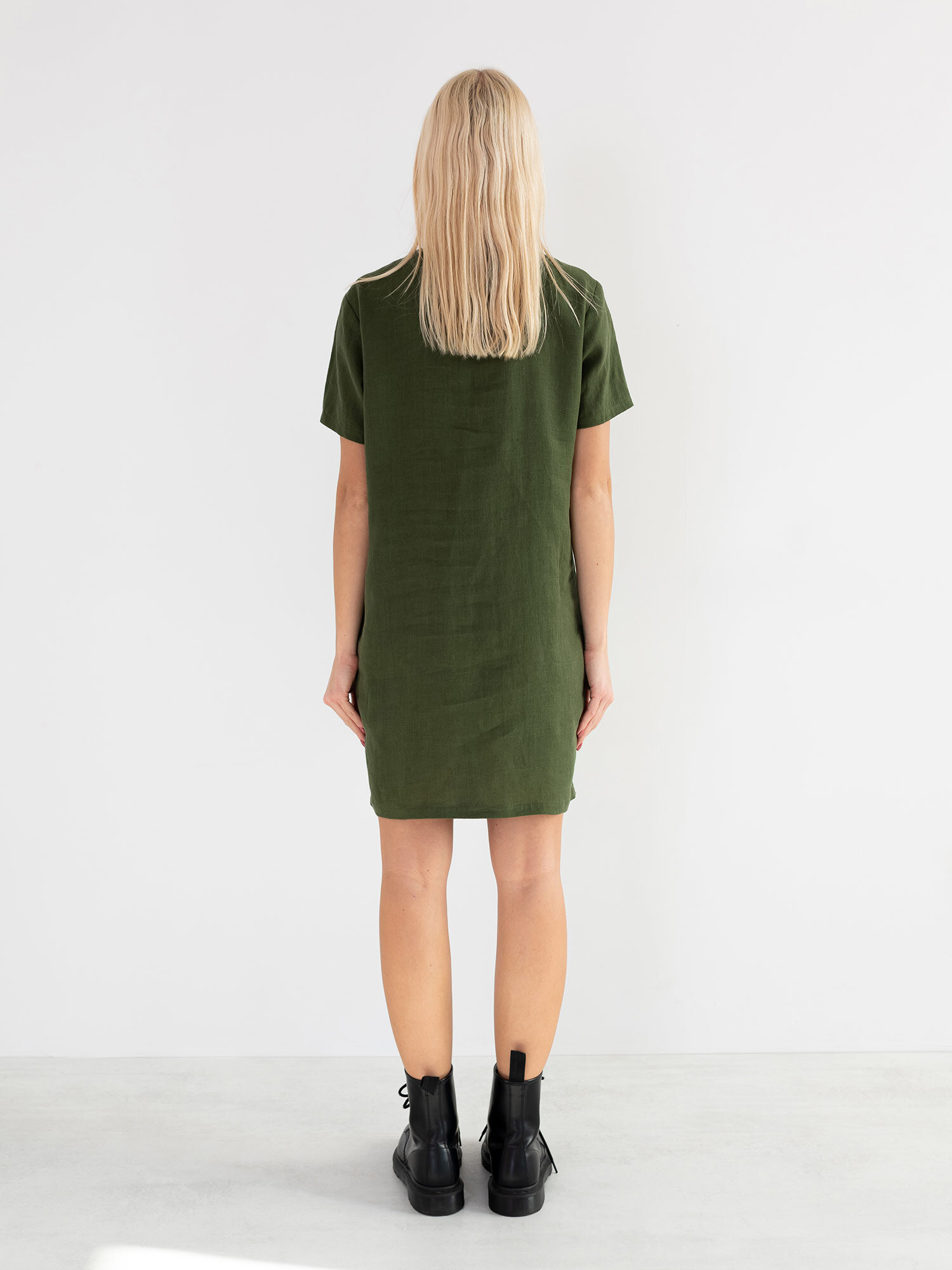 Image 5 of LYRA Short Sleeve Linen Dress in Forest Green from Love and Confuse