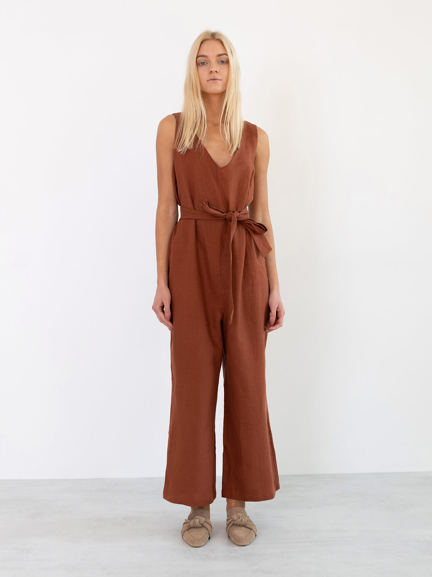 Image 2 of MADELINE Linen Jumpsuit in Rust from Love and Confuse