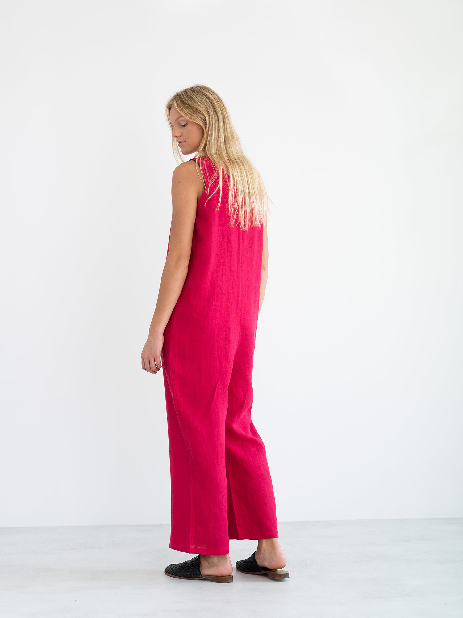 Image 6 of MADELINE Linen Jumpsuit in Vivid Raspberry from Love and Confuse