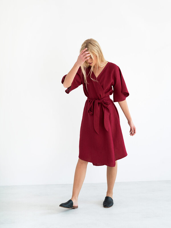 MARY Leinen Wickelkleid