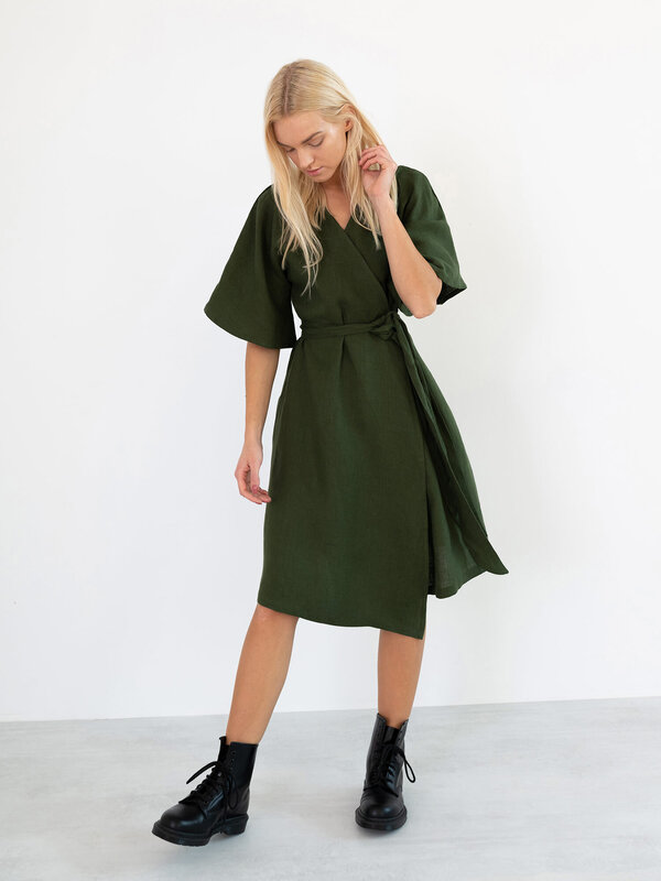 MARY Leinen Wickelkleid