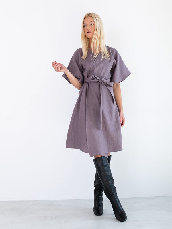 MARY Leinen Wickelkleid