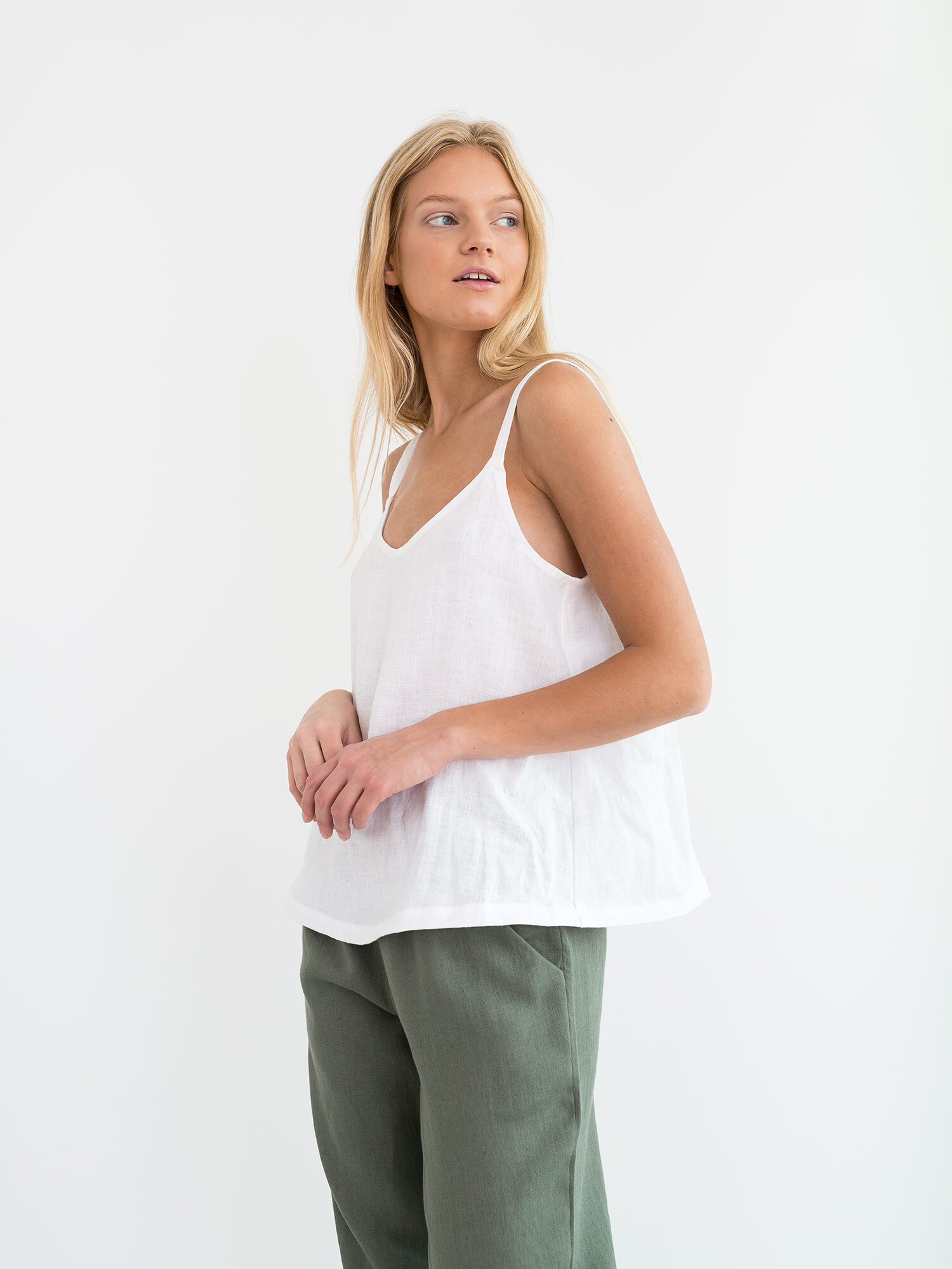 Image 3 of MILLIE Linen Cami Top in White from Love and Confuse