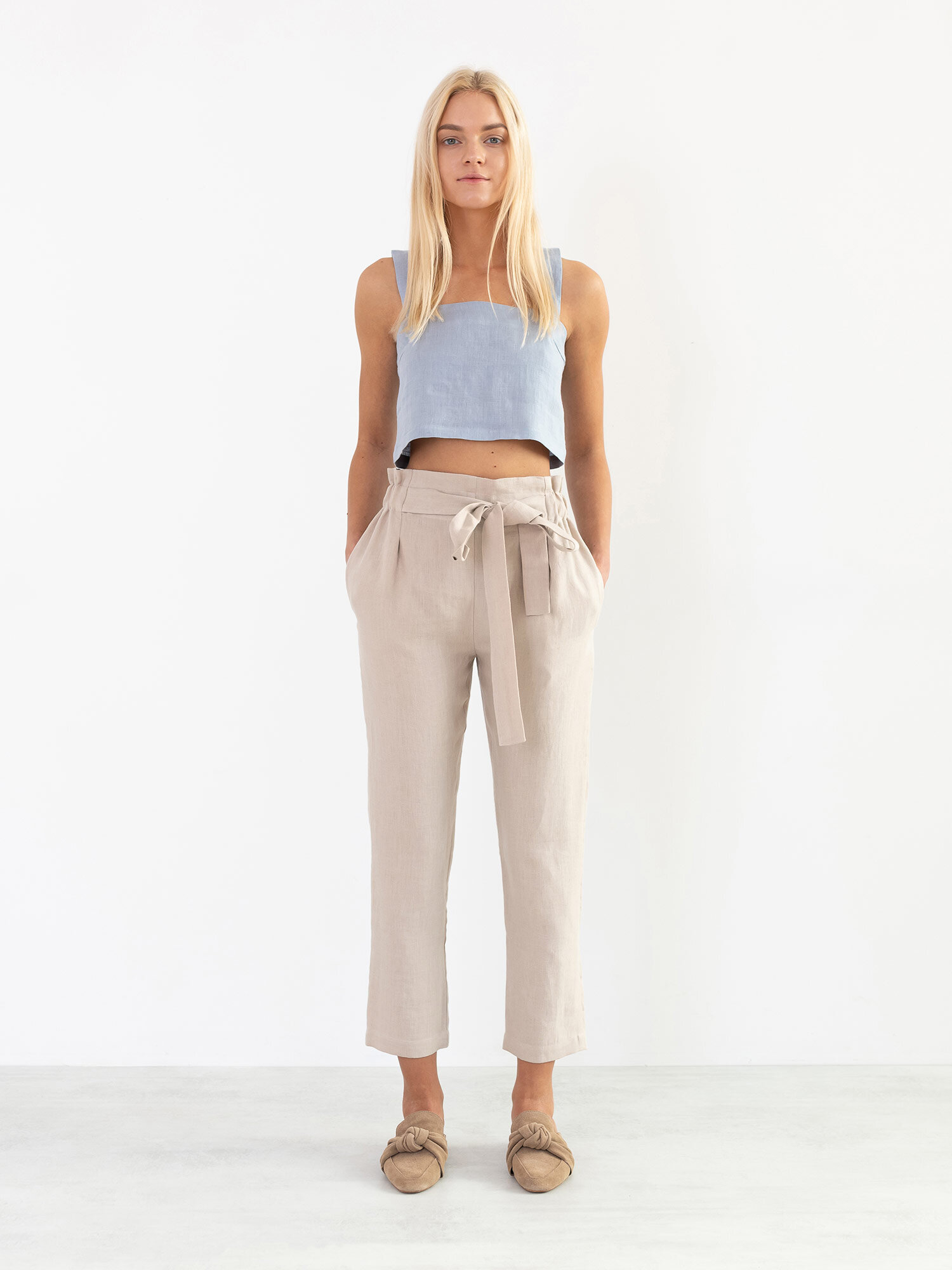 Image 2 of NOAH High Waisted Linen Pants in Beige from Love and Confuse