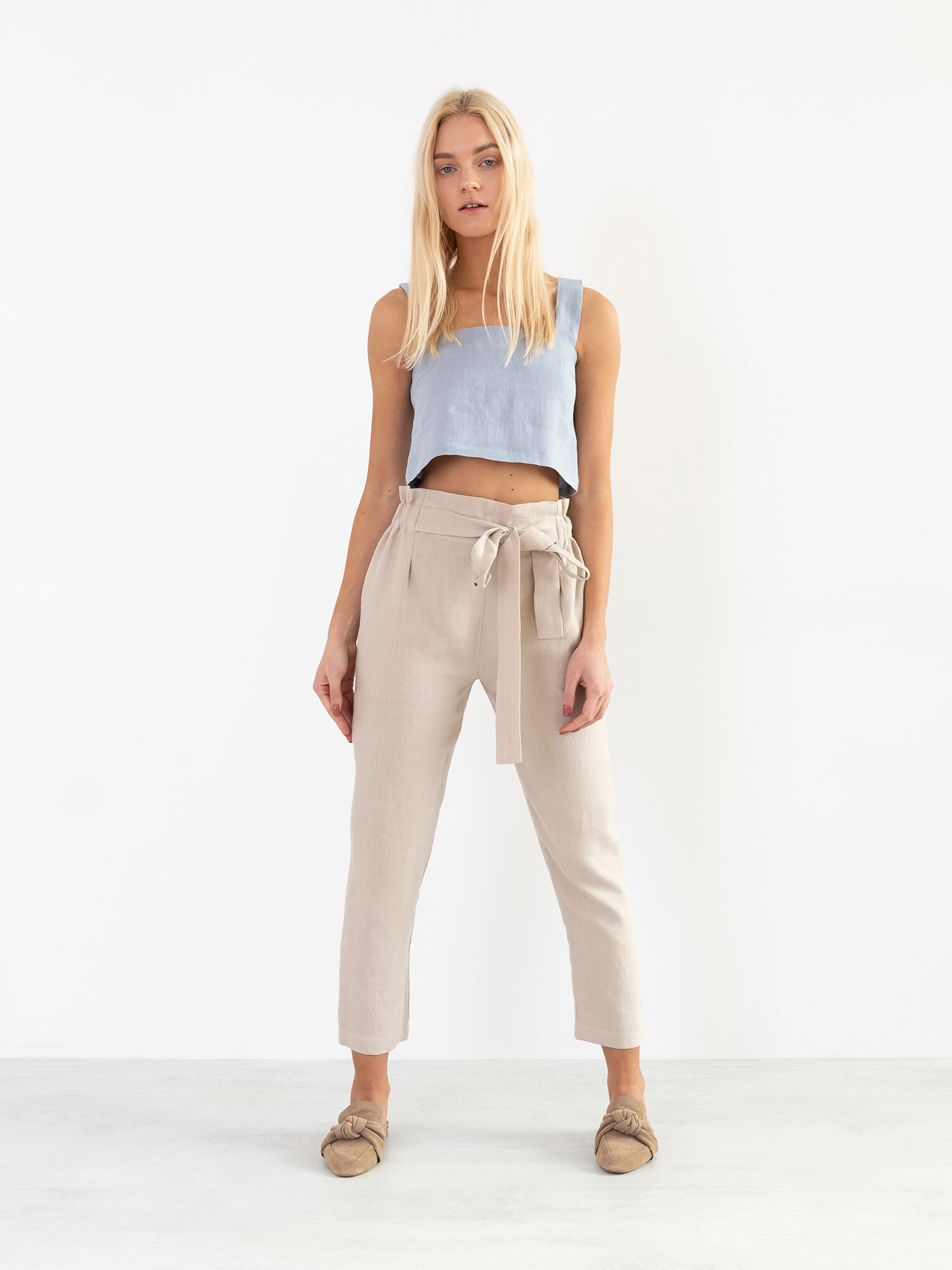 Image 4 of NOAH High Waisted Linen Pants in Beige from Love and Confuse