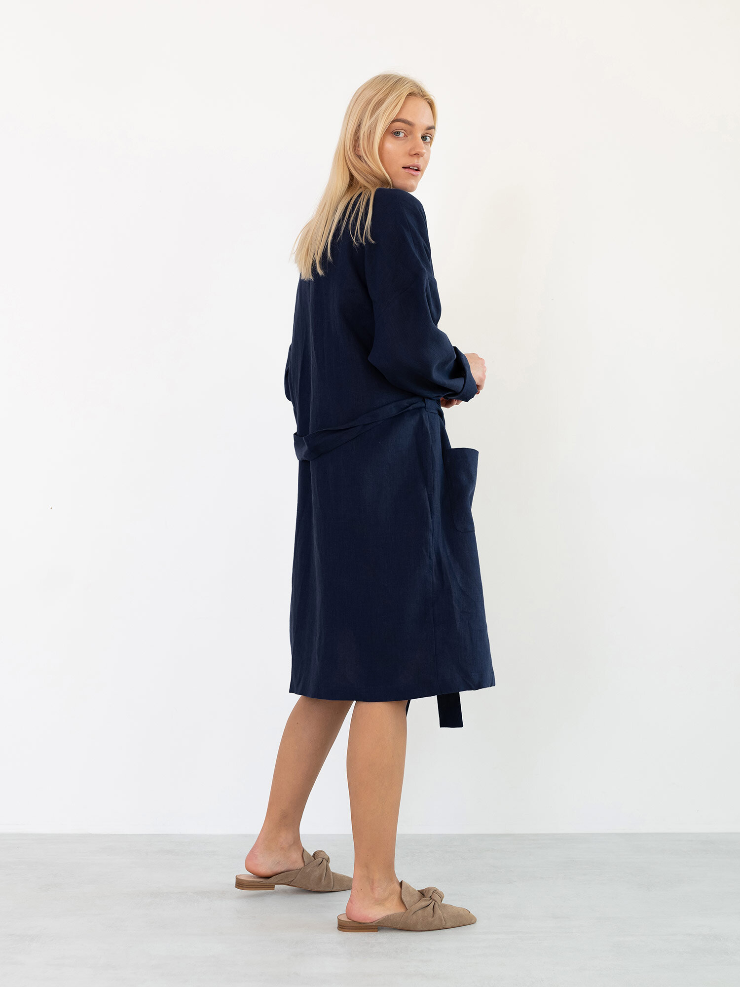 Image 3 of NORA Linen Coat in Navy Blue from Love and Confuse