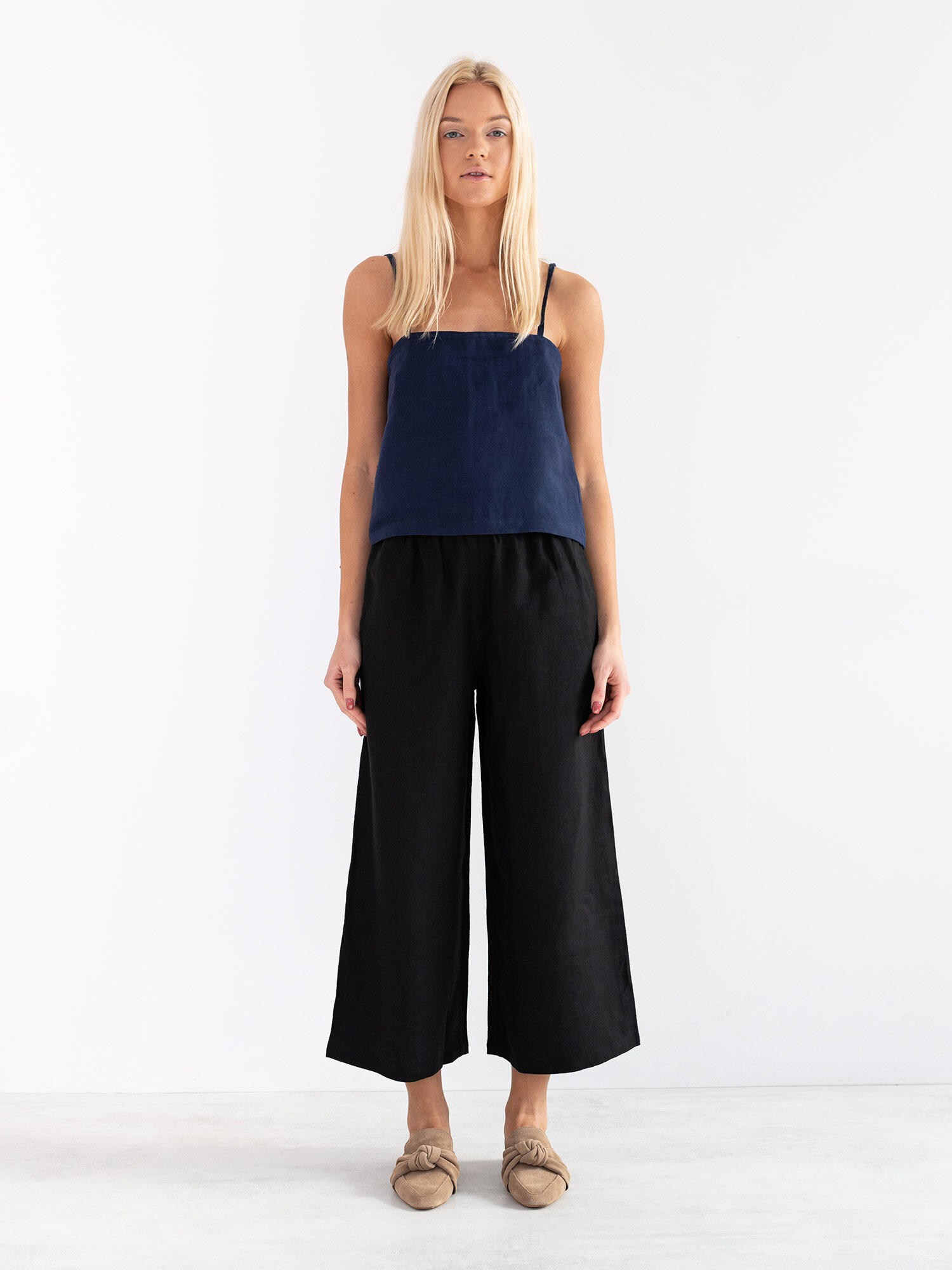 Image 3 of PAGE Linen Cami Top in Navy Blue from Love and Confuse
