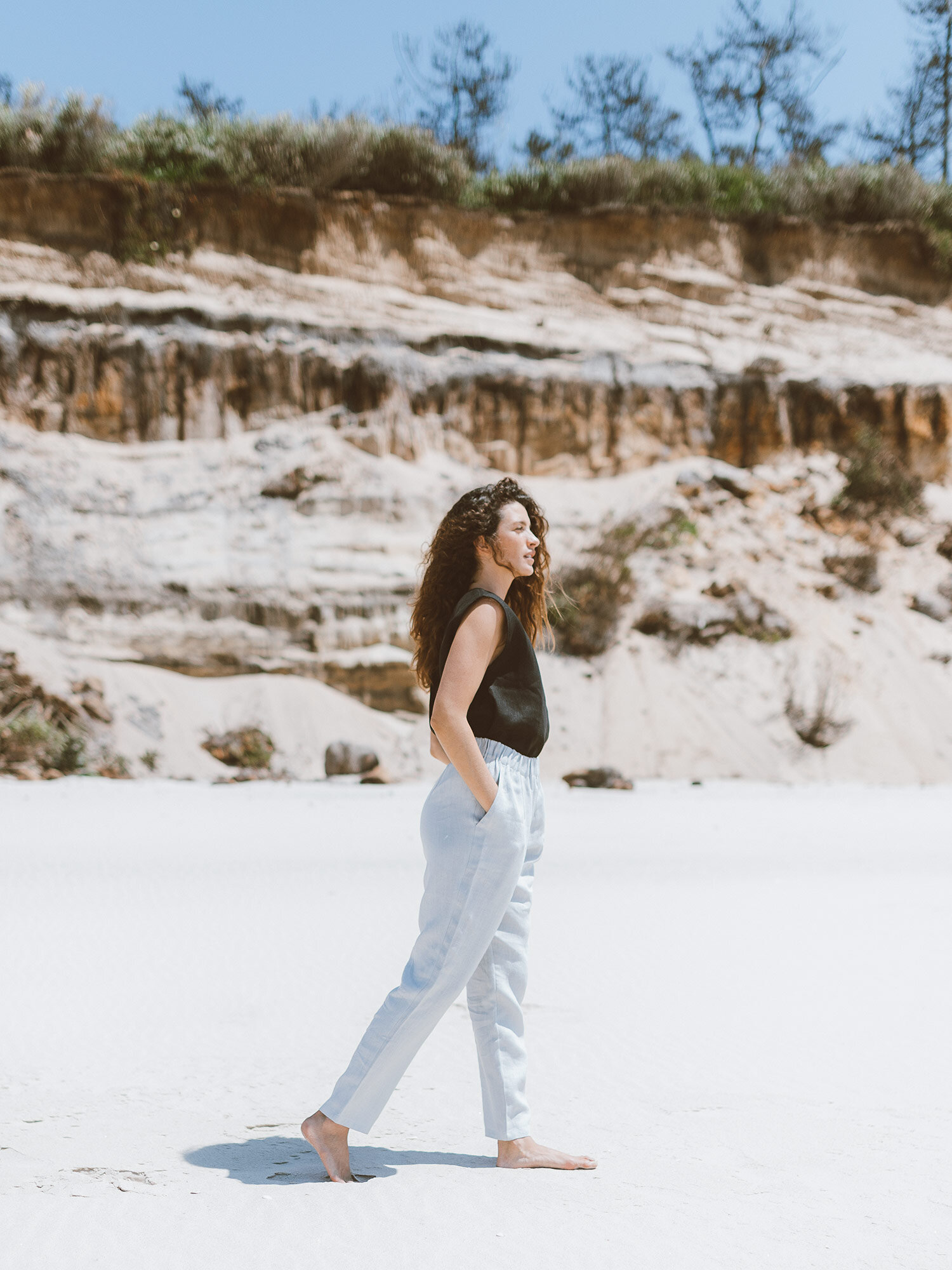 Image 4 of RAVEN High Waisted Linen Pants in Cloudy Grey from Love and Confuse