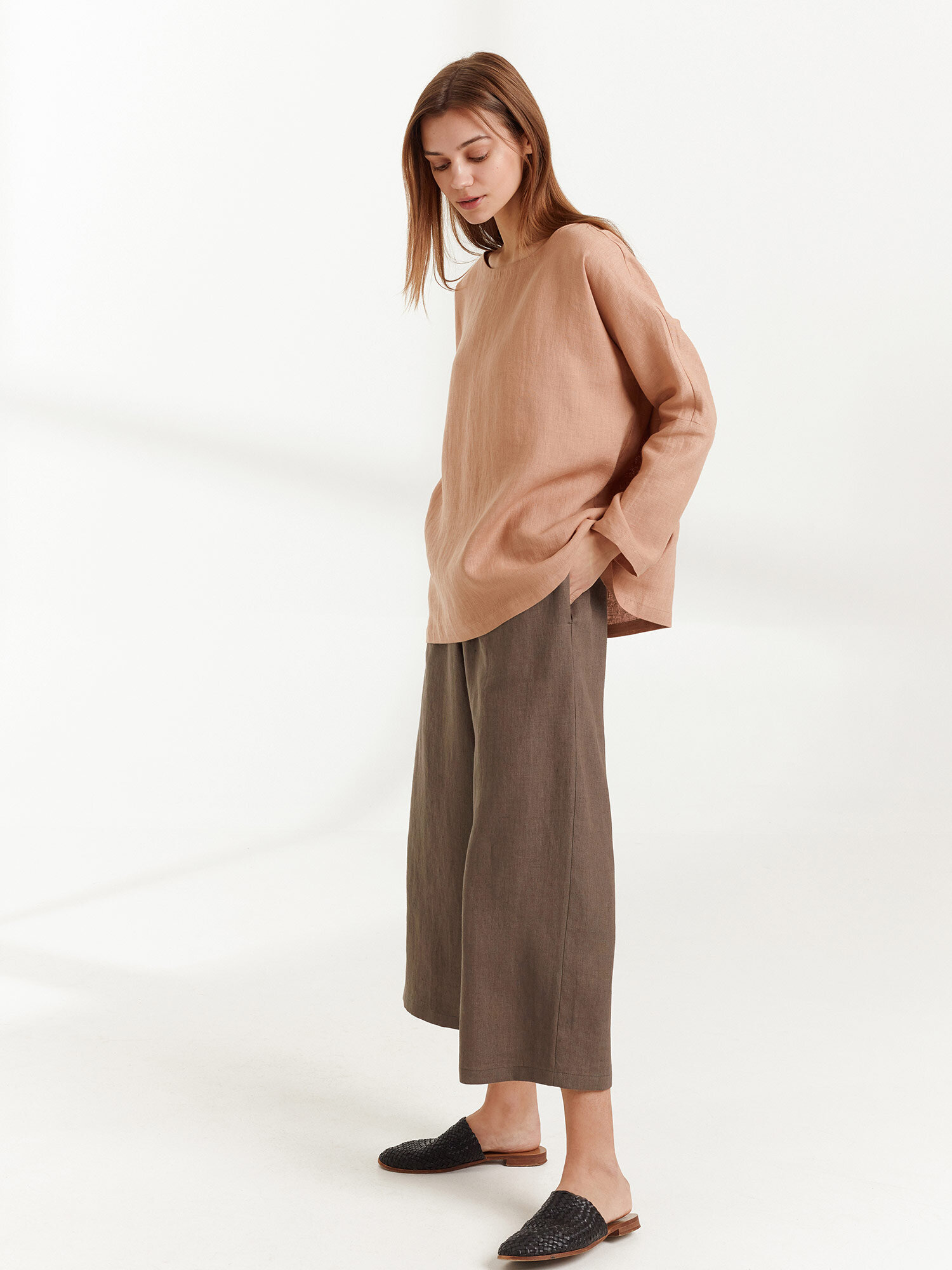 Image 2 of RILEY Wide Leg Linen Pants in Cocoa from Love and Confuse
