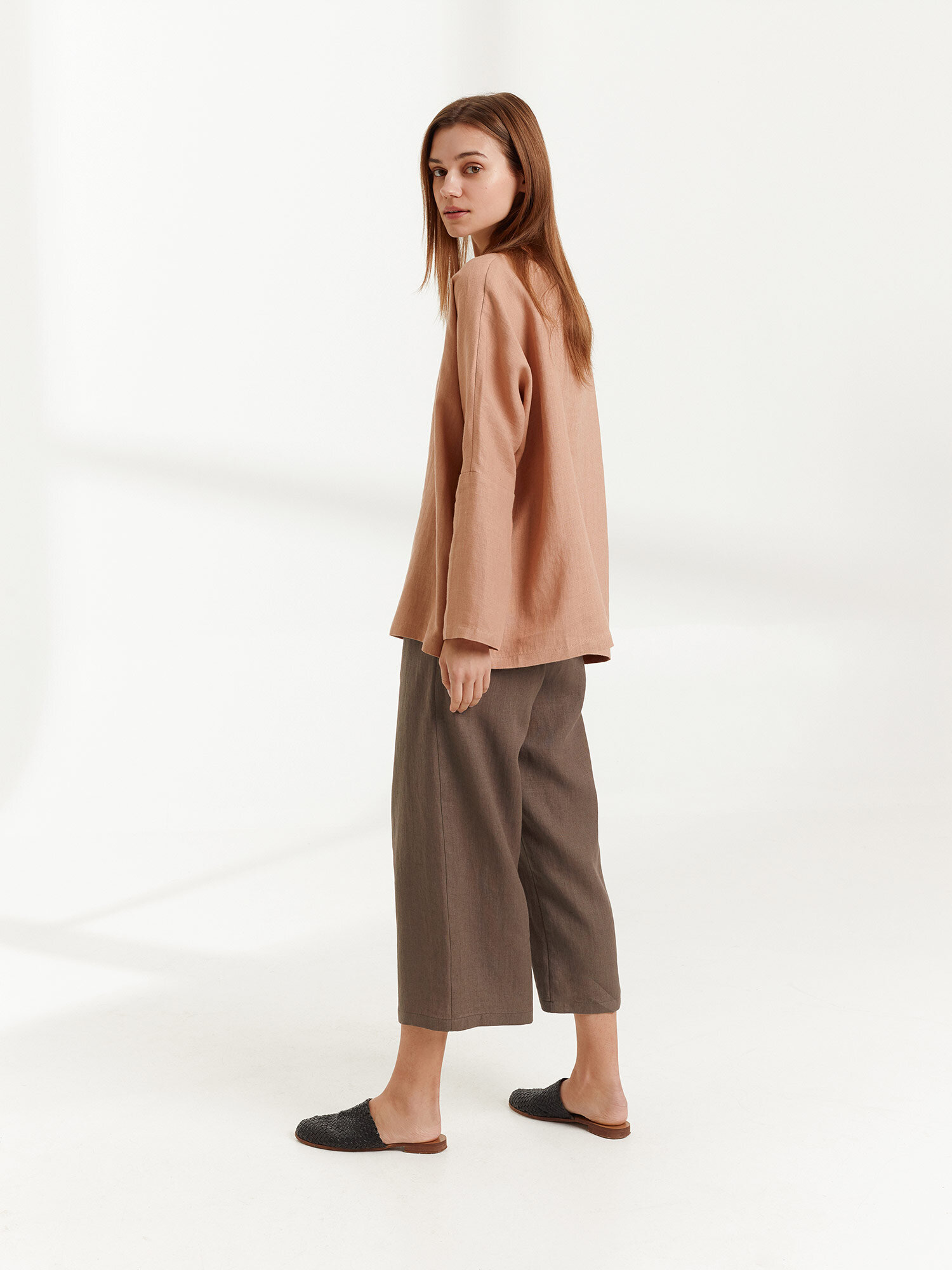Image 4 of RILEY Wide Leg Linen Pants in Cocoa from Love and Confuse