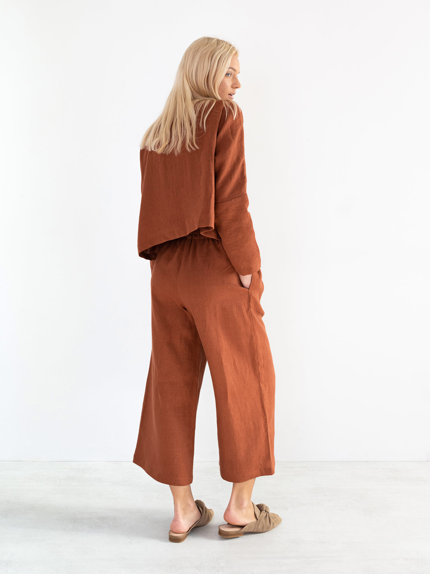 Image 5 of RILEY Wide Leg Linen Pants in Rust from Love and Confuse