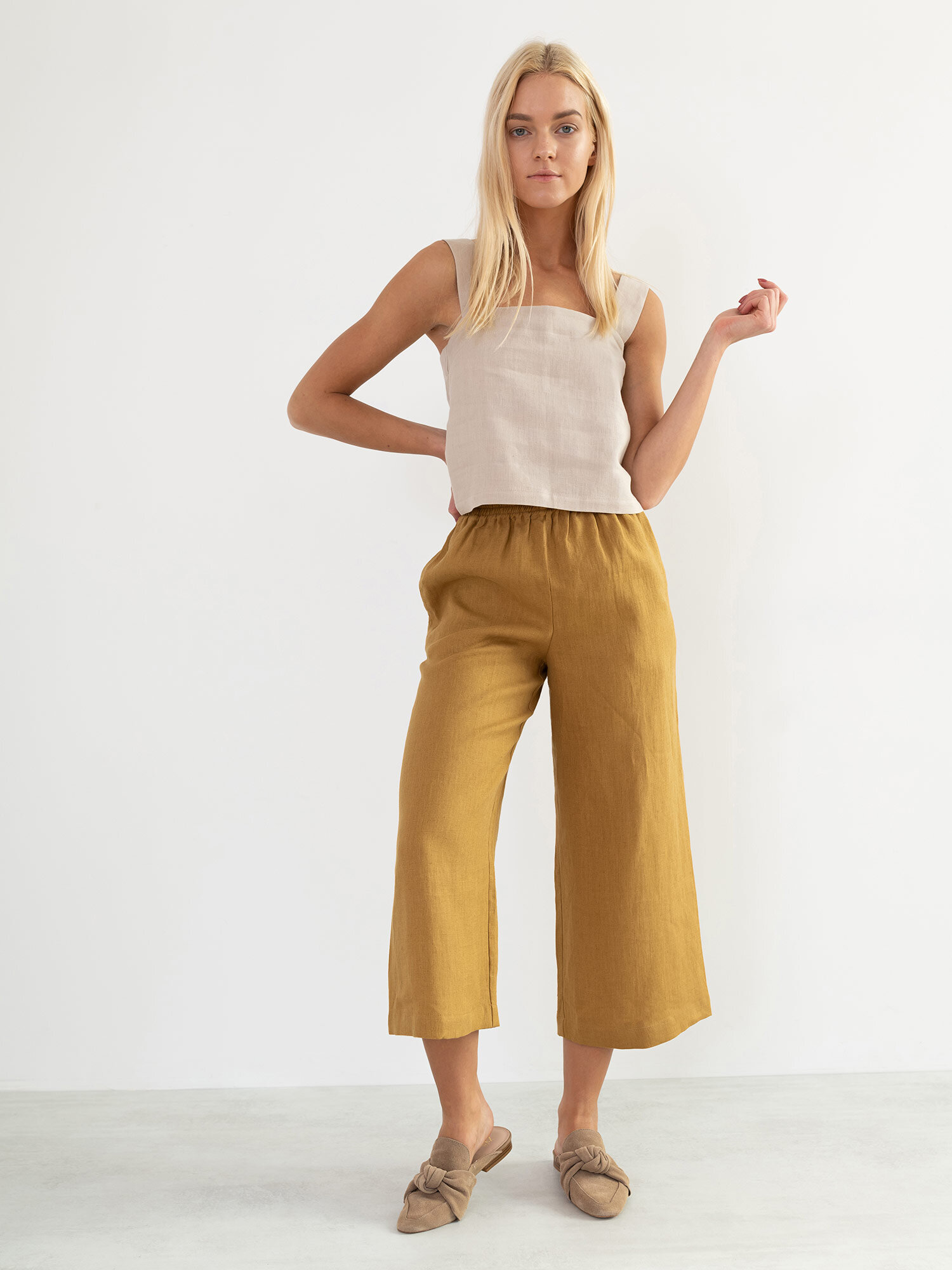 Image 3 of RILEY Wide Leg Linen Pants in Yellow Honey from Love and Confuse