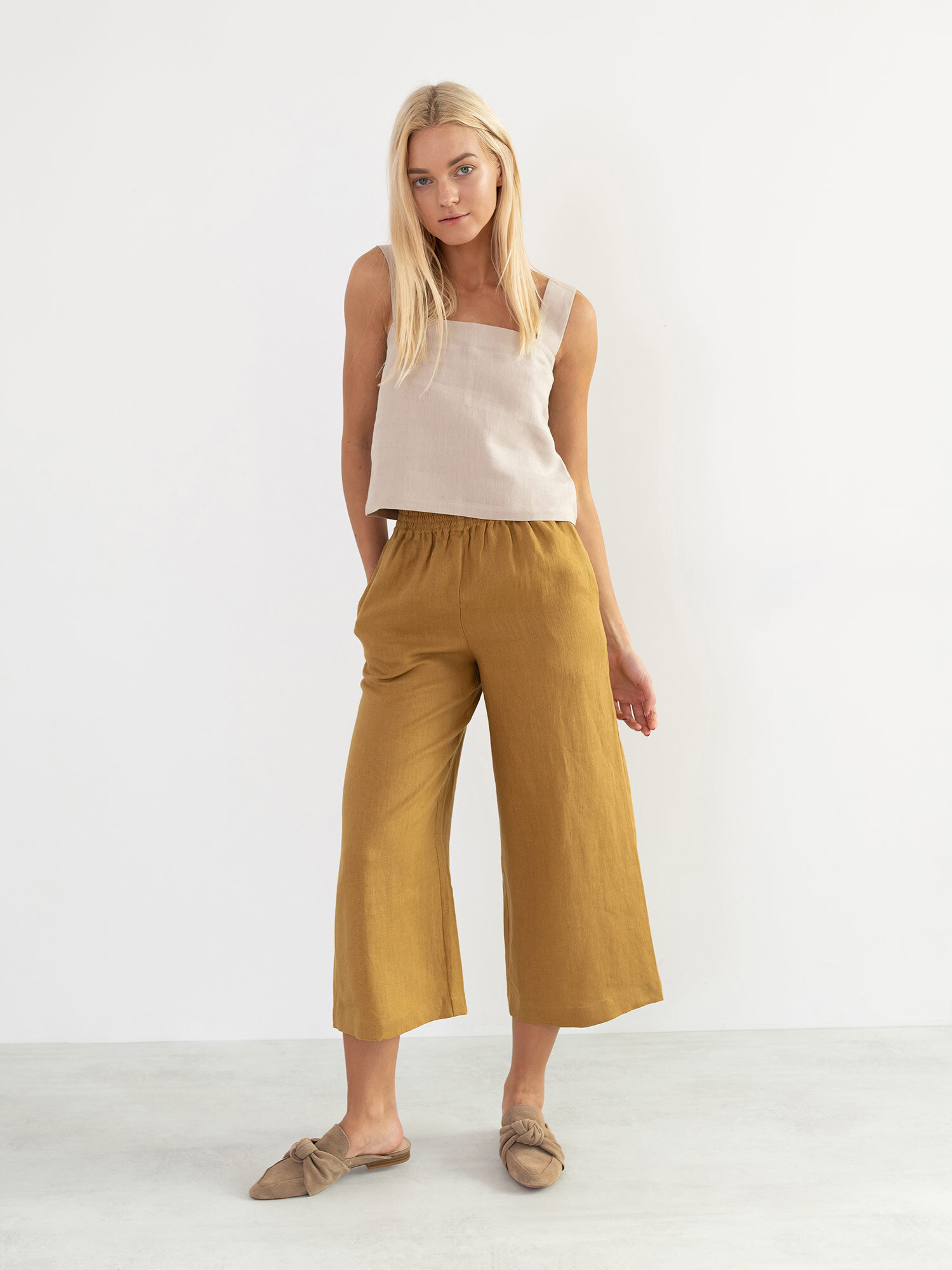 Image 4 of RILEY Wide Leg Linen Pants in Yellow Honey from Love and Confuse