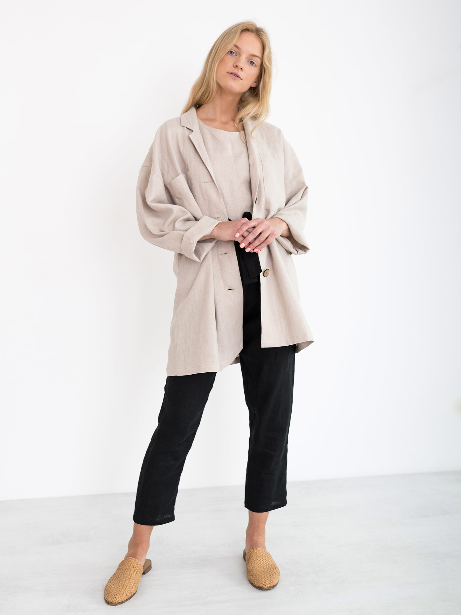 Image 3 of ROSEMARY Linen Jacket in Beige from Love and Confuse