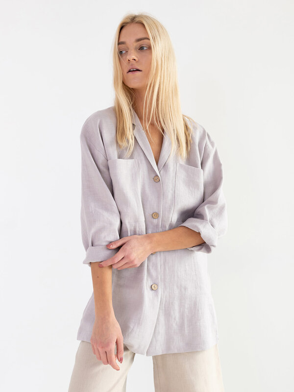 ROSEMARY Oversized Longline Linen Jacket