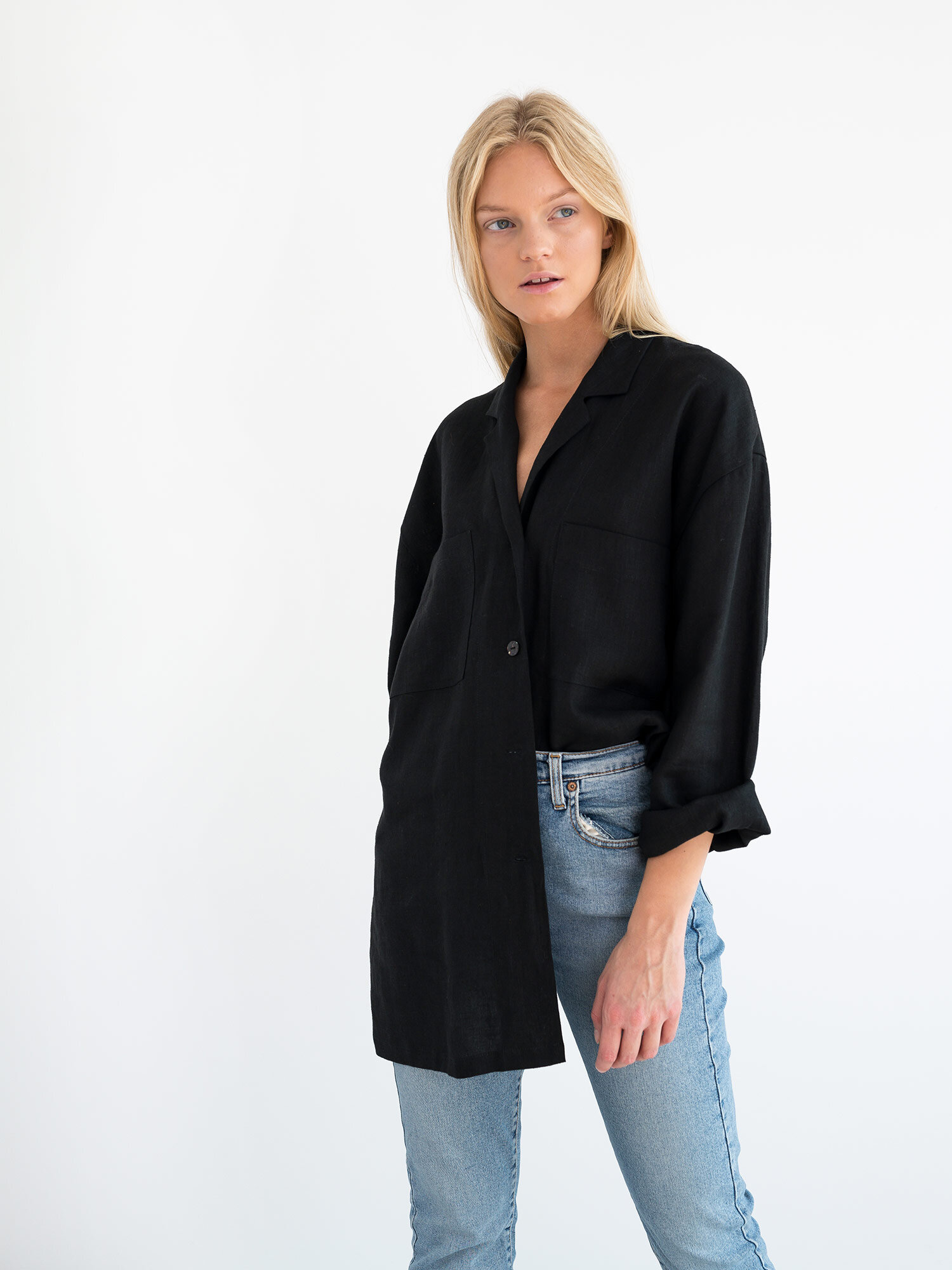 Image 3 of ROSEMARY Linen Shirt in Black from Love and Confuse