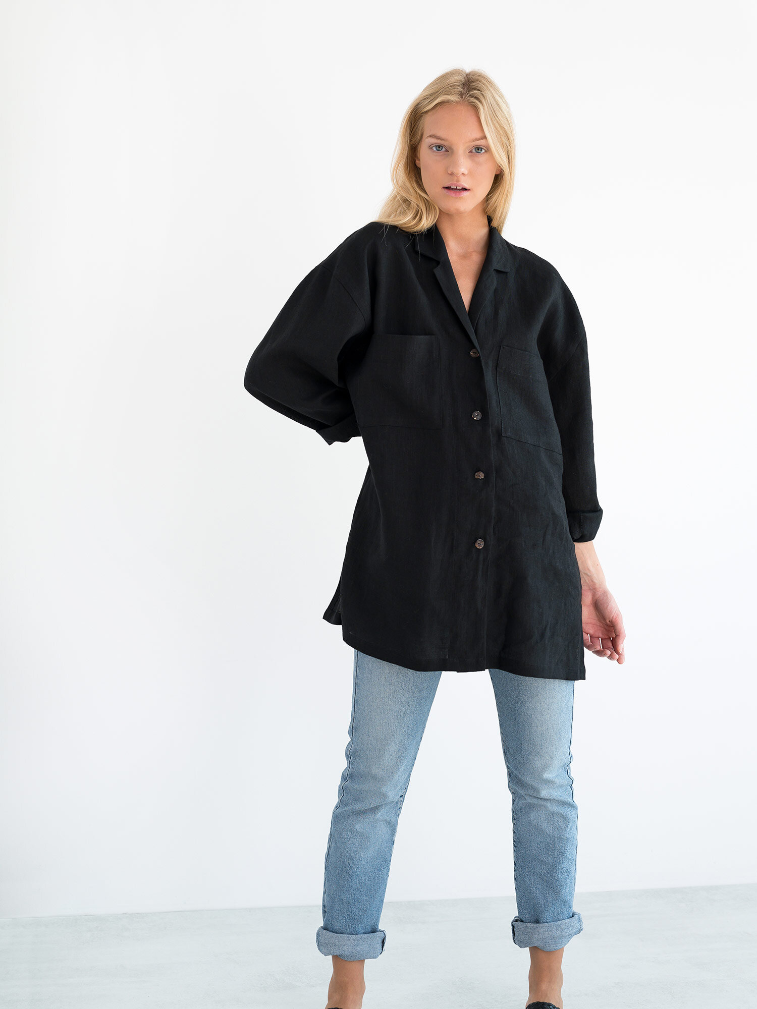 Image 4 of ROSEMARY Linen Shirt in Black from Love and Confuse