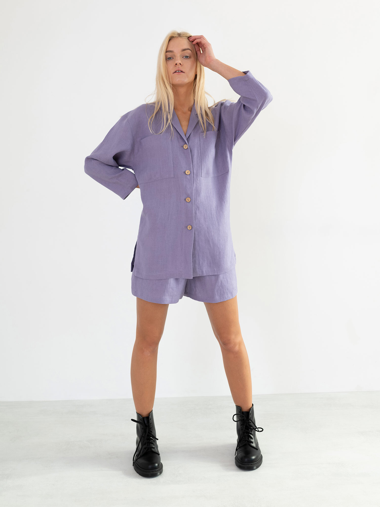 Bild 5 von ROSEMARY Oversize Leinenhemd in Violet tulip, you can also choose other colors above von Love and Confuse