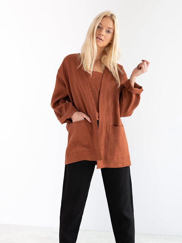 SELBY Open Front Linen Jacket