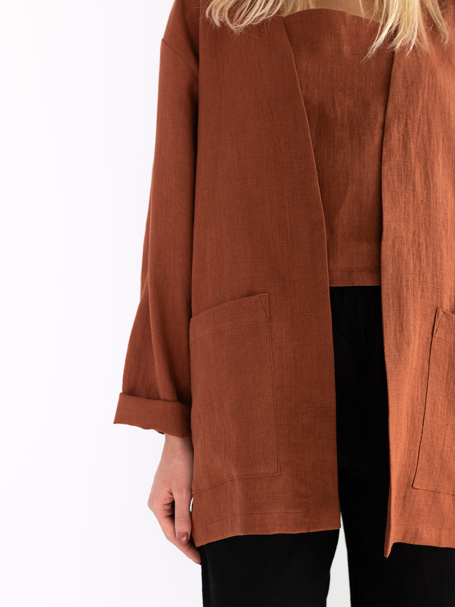 Image 3 of SELBY Linen Jacket in Rust from Love and Confuse