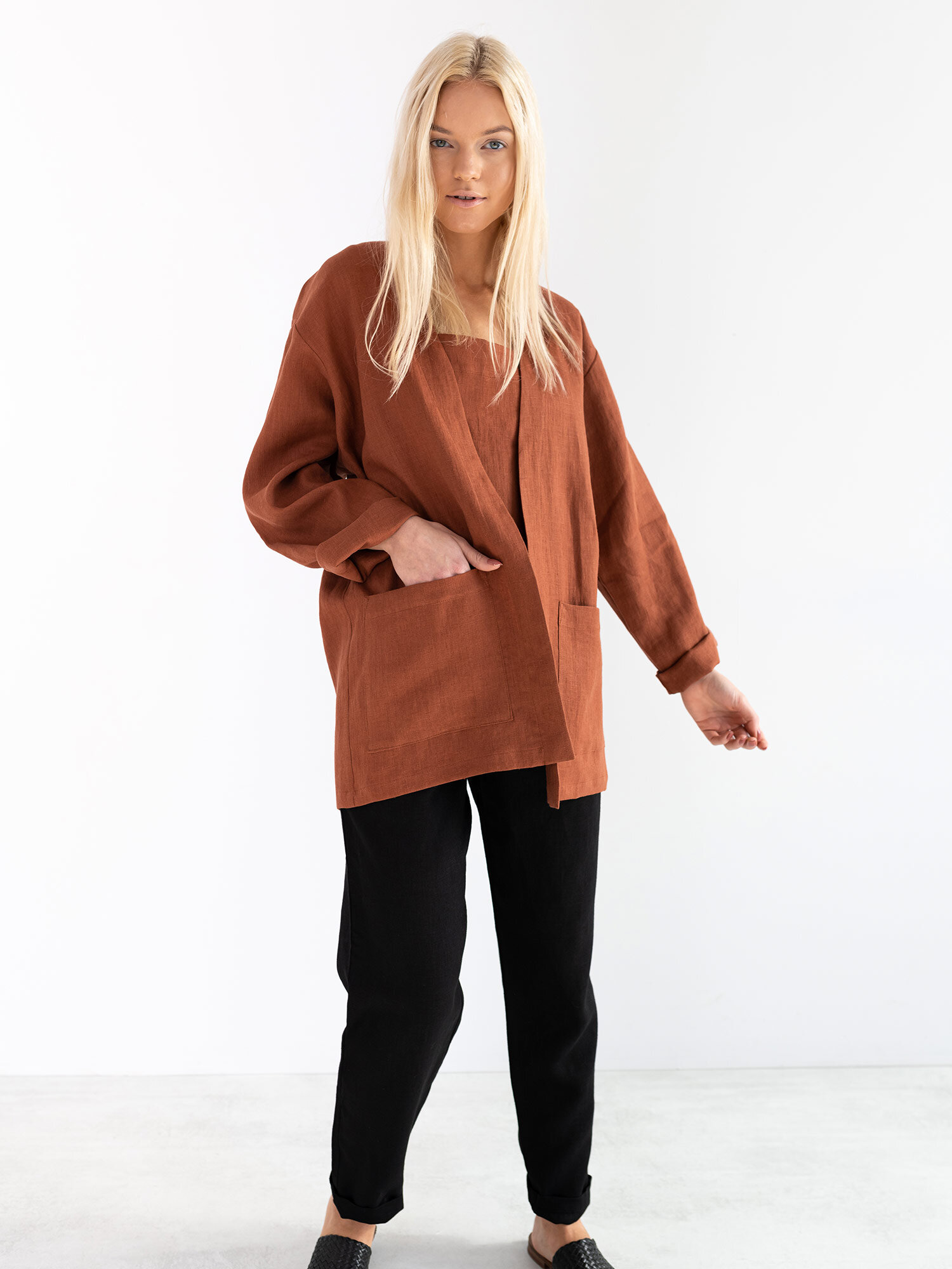 Image 5 of SELBY Linen Jacket in Rust from Love and Confuse
