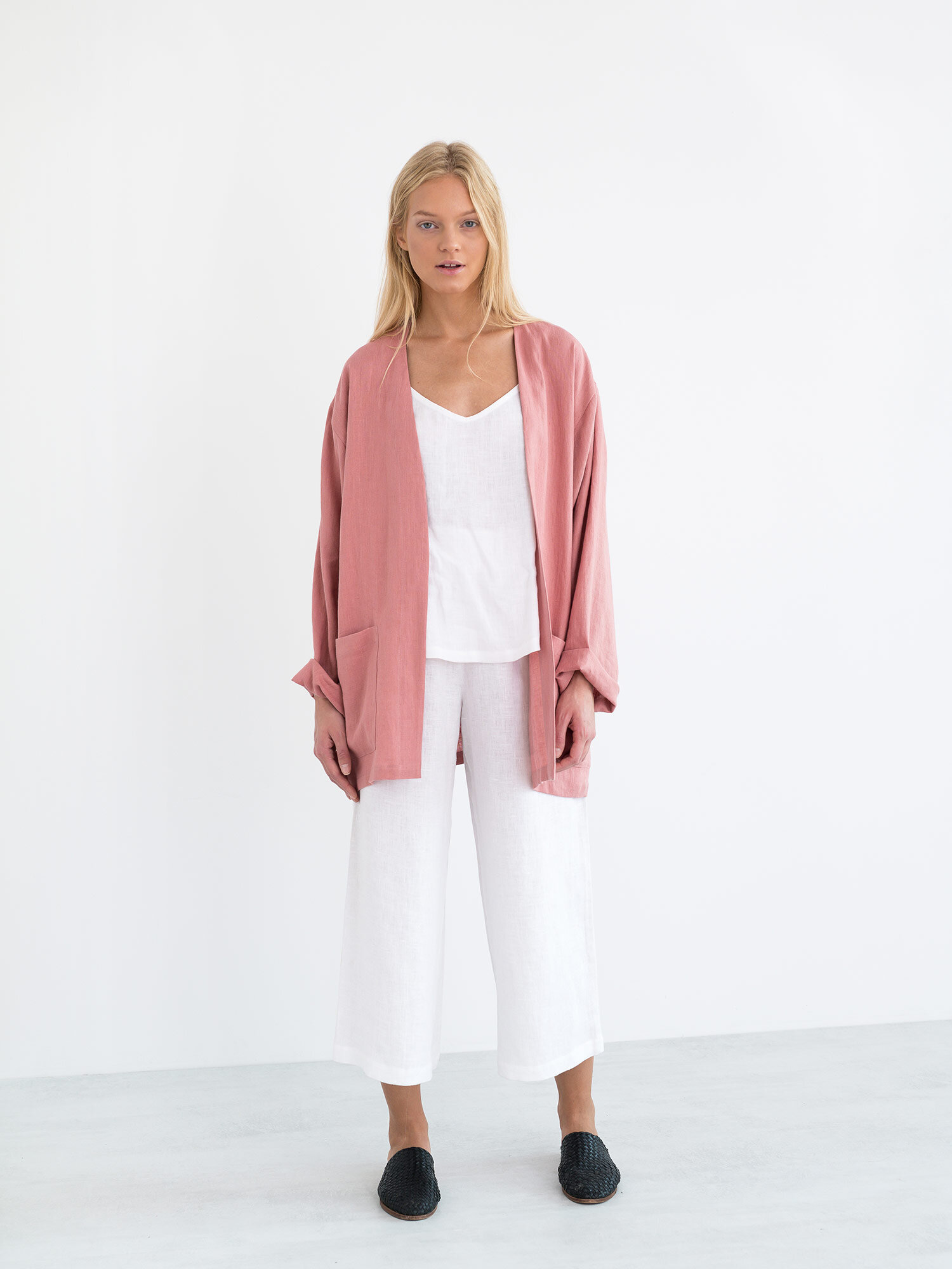 Image 1 of SELBY Linen Jacket in Salmon Pink from Love and Confuse