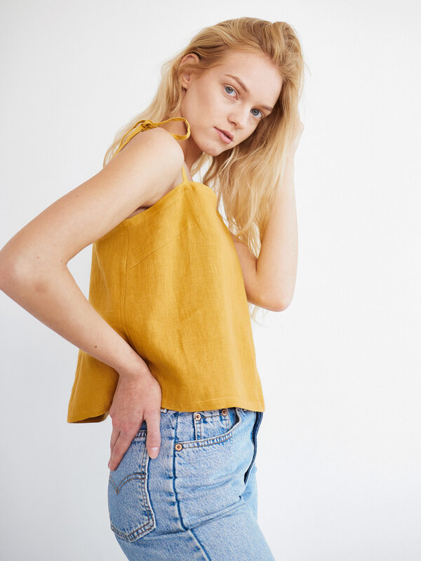 SOPHIE Tie Strap Linen Top