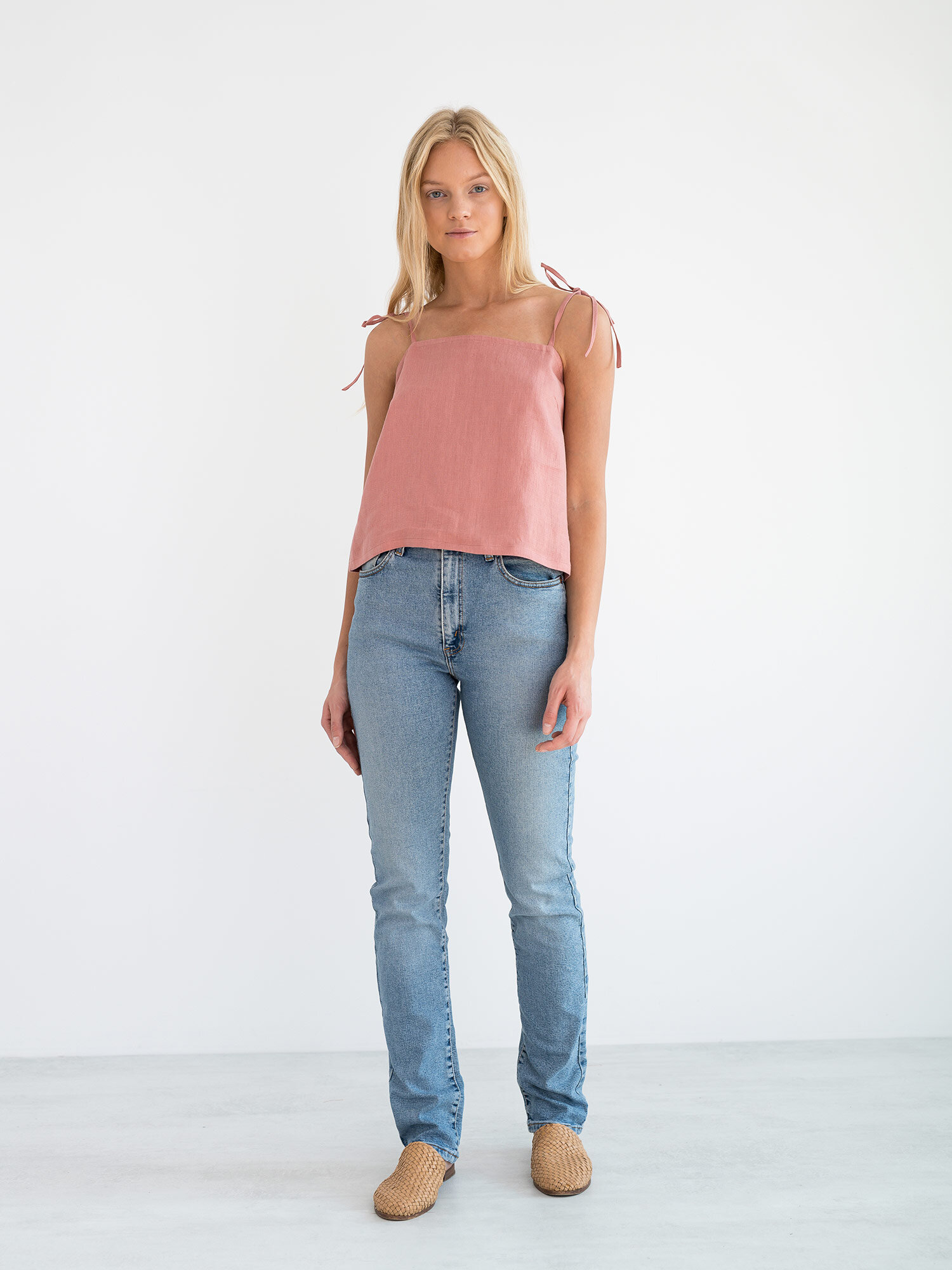 Image 2 of SOPHIE Linen Strap Top in Salmon Pink from Love and Confuse