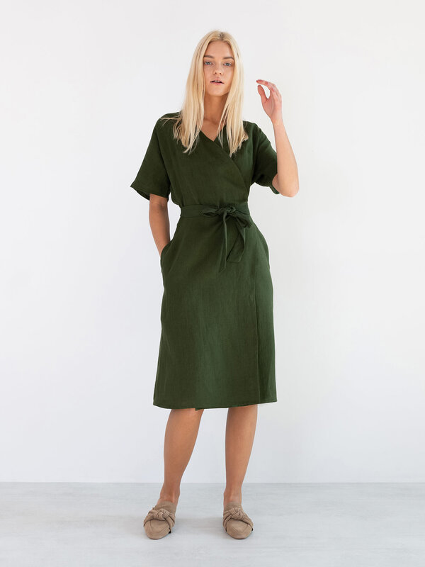 SUMMER Leinen Wickelkleid