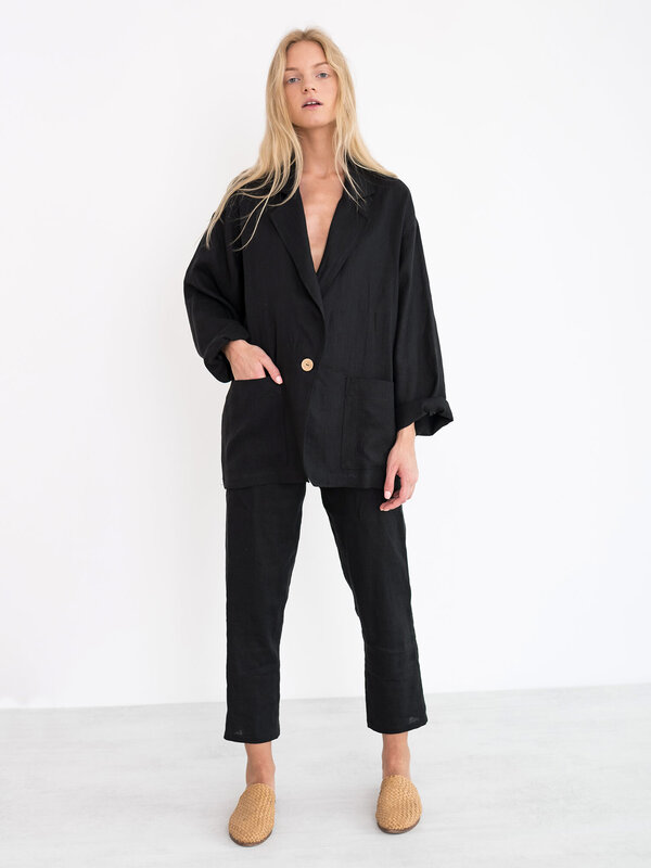 VALERIE Notch Lapel Linen Blazer