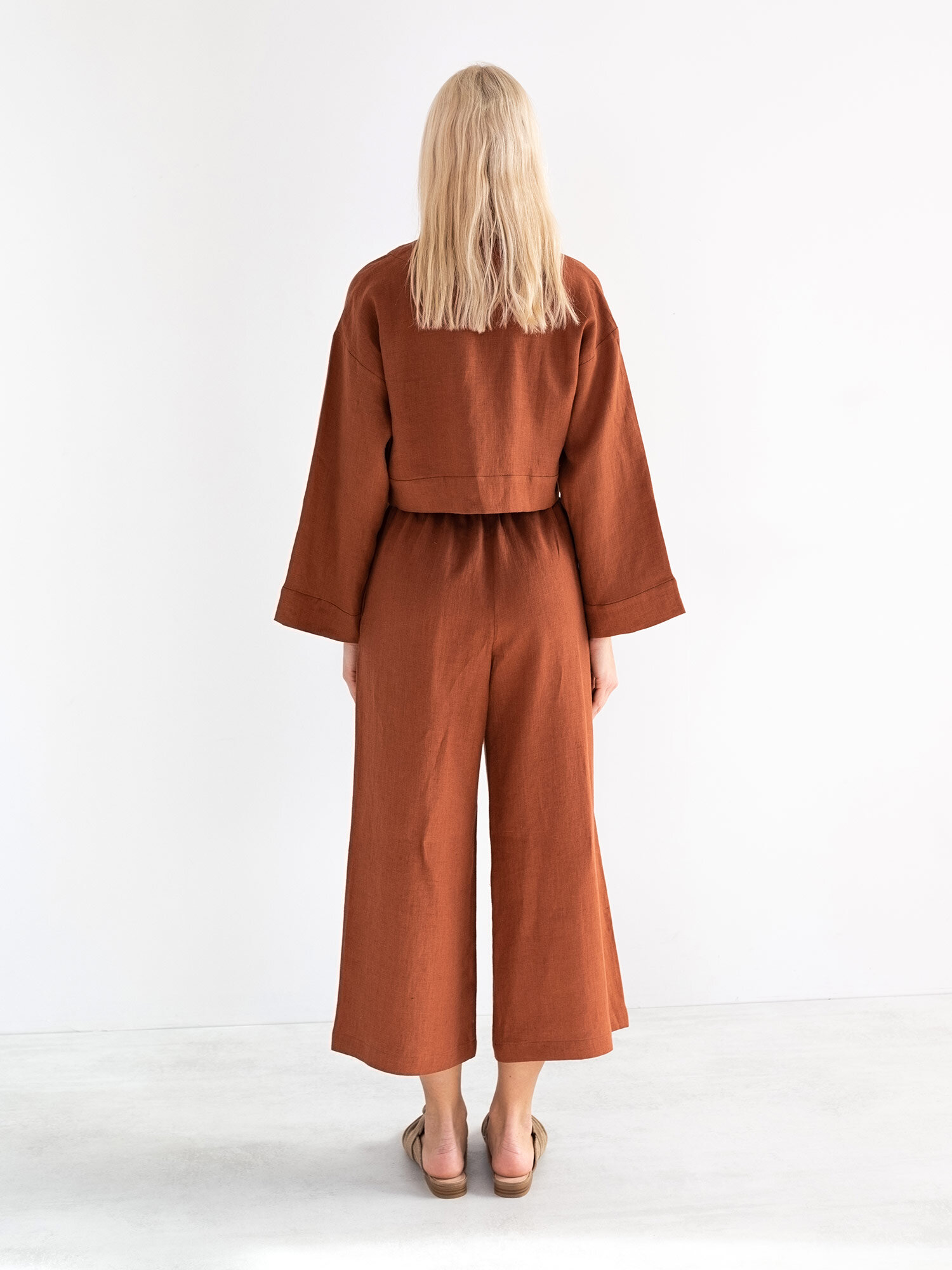 Image 6 of VICTORIA Linen Tie Front Top in Rust from Love and Confuse