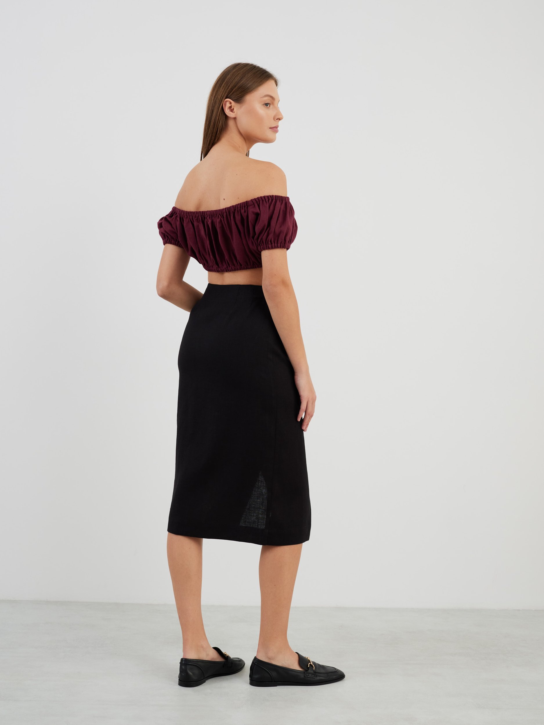 Image 5 of ABIGAIL Linen Wrap Skirt in Black from Love and Confuse