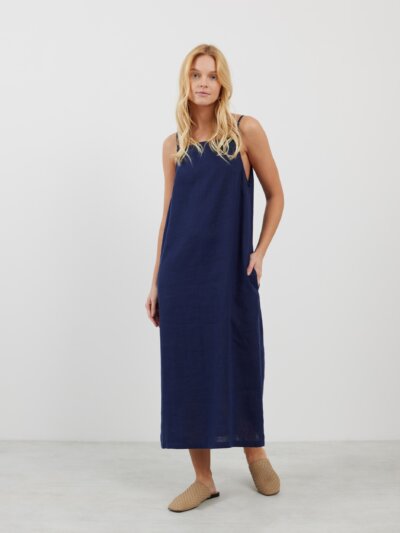 ADALINE Square Neck Linen Slip Dress