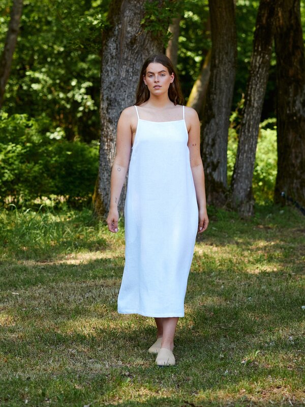 ADALINE Square Neck Linen Slip Dress
