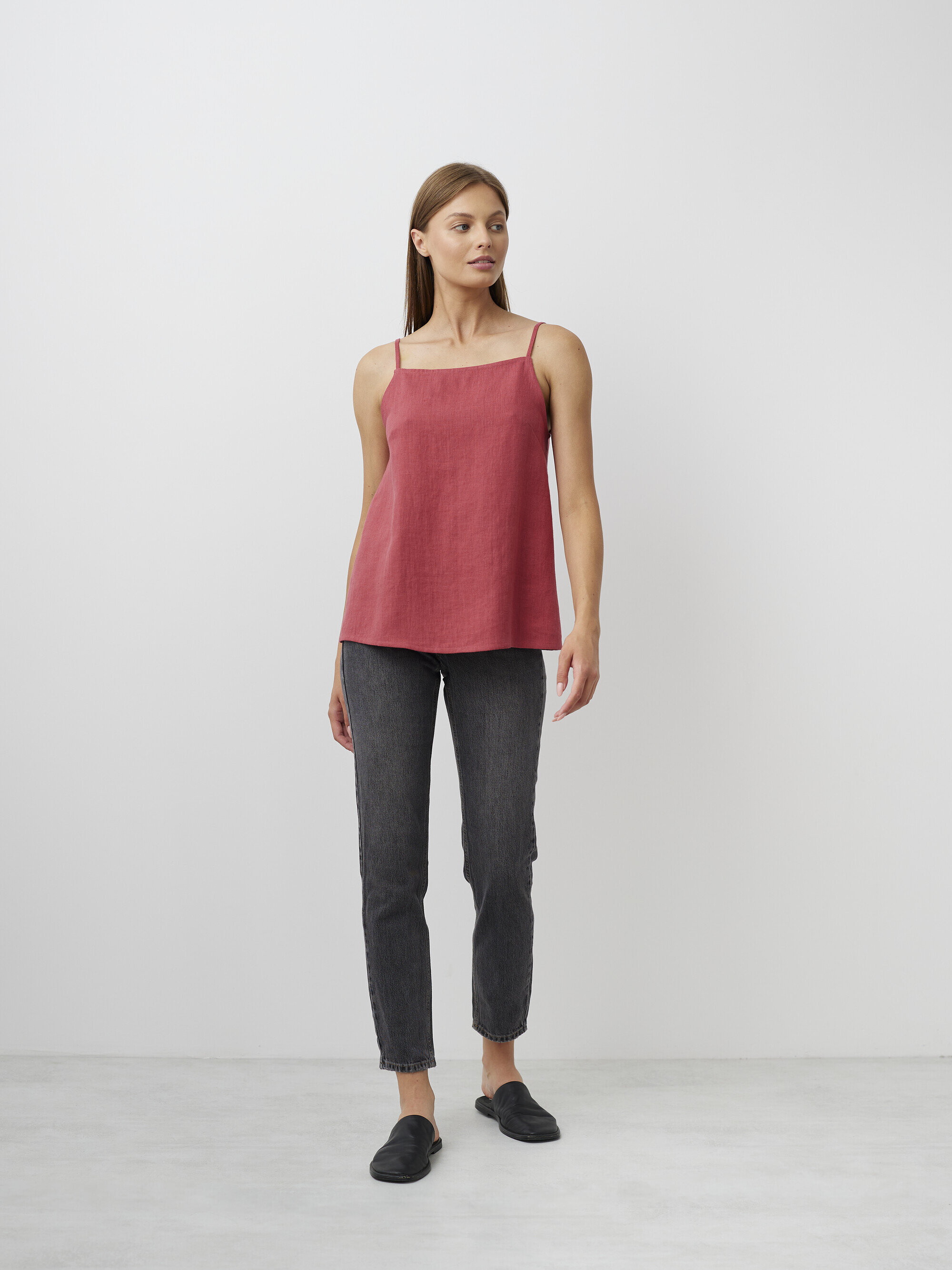 Image 4 of AMBER Linen Strap Top in Raspberry from Love and Confuse