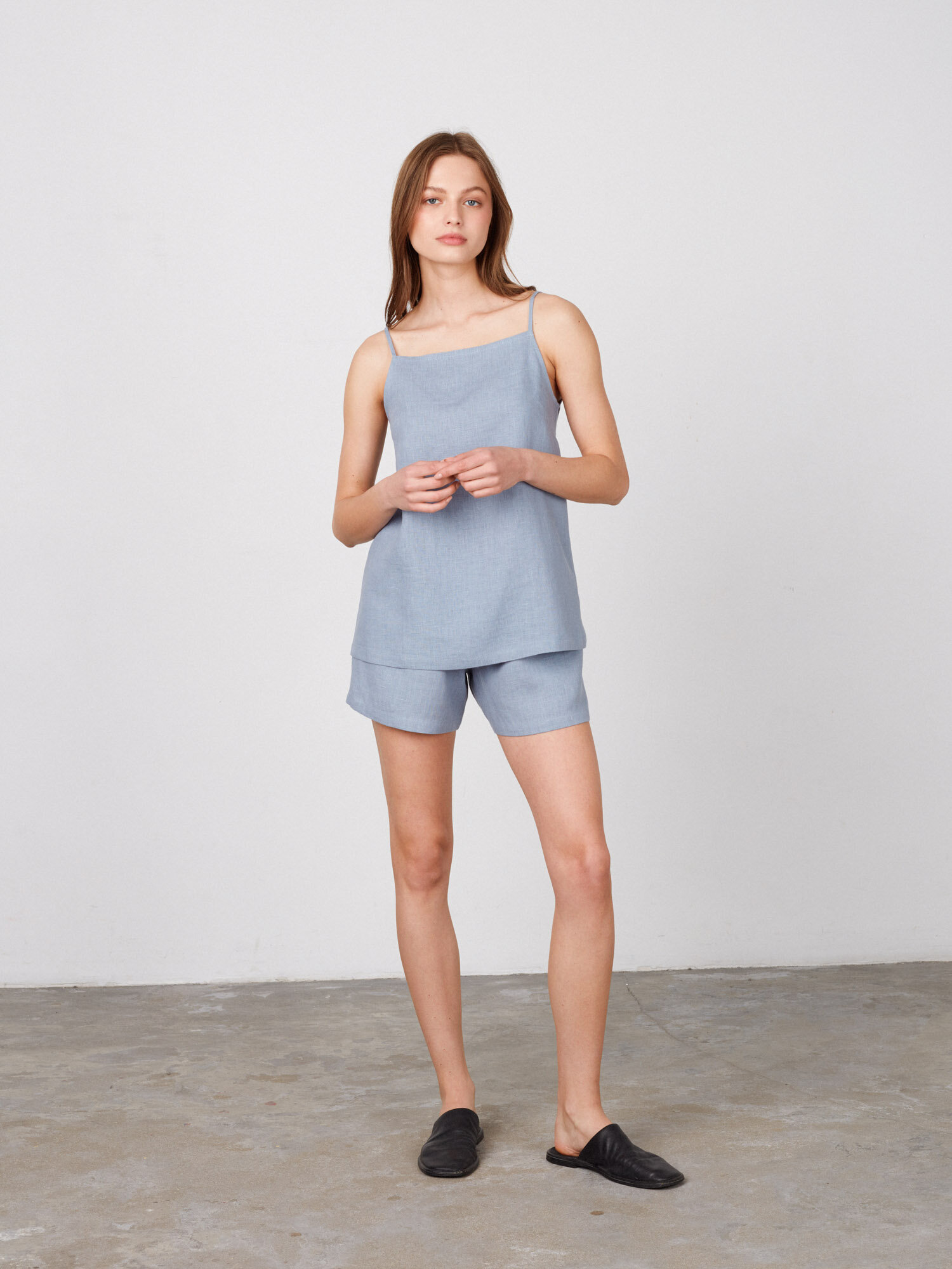 Image 2 of AMBER Linen Strap Top in Vista Blue from Love and Confuse