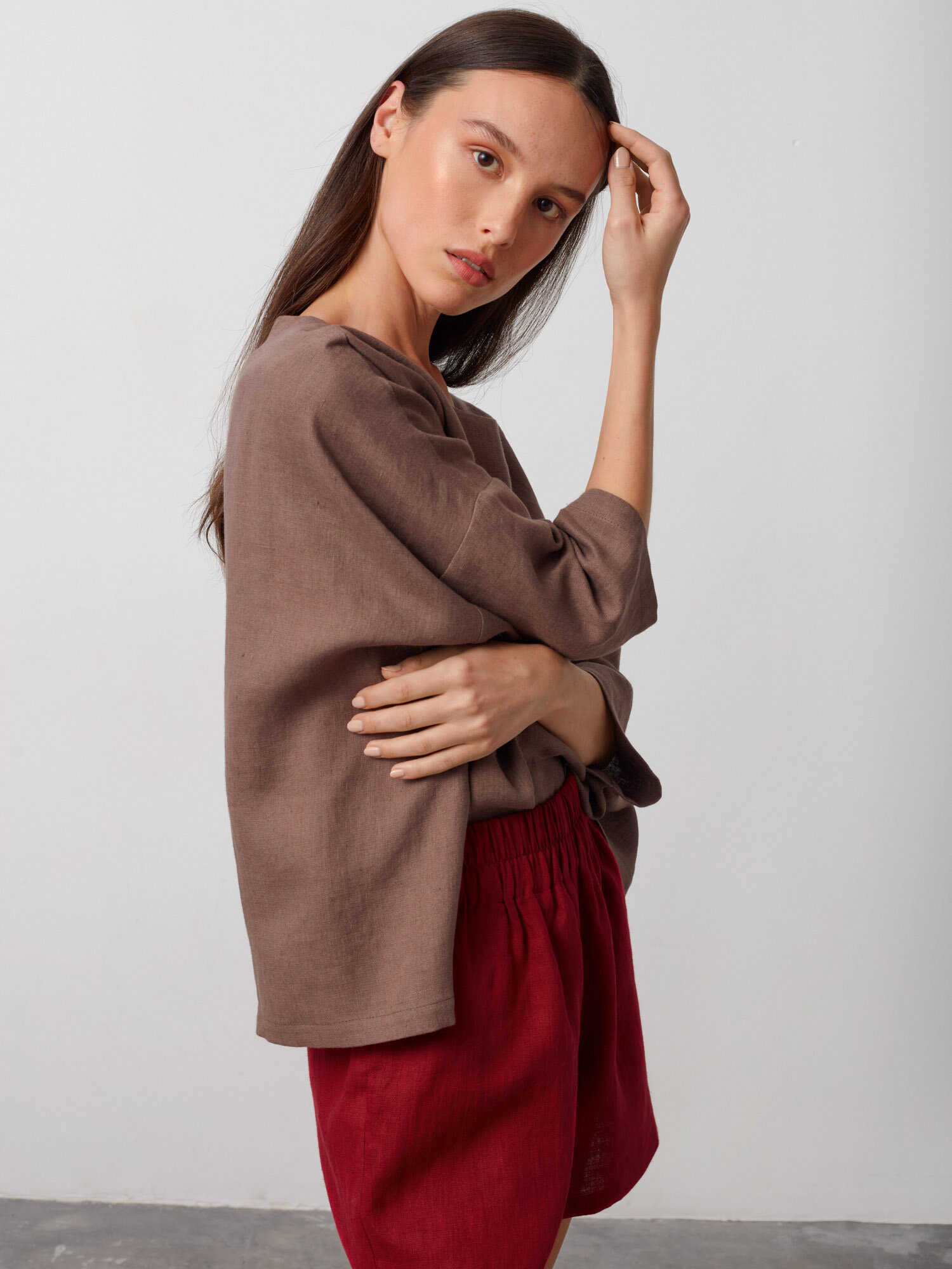 Image 3 of AMELIA Linen Top in Cocoa from Love and Confuse