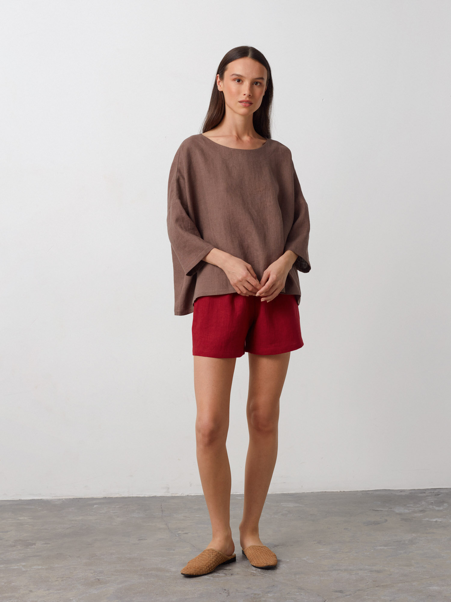 Image 4 of AMELIA Linen Top in Cocoa from Love and Confuse