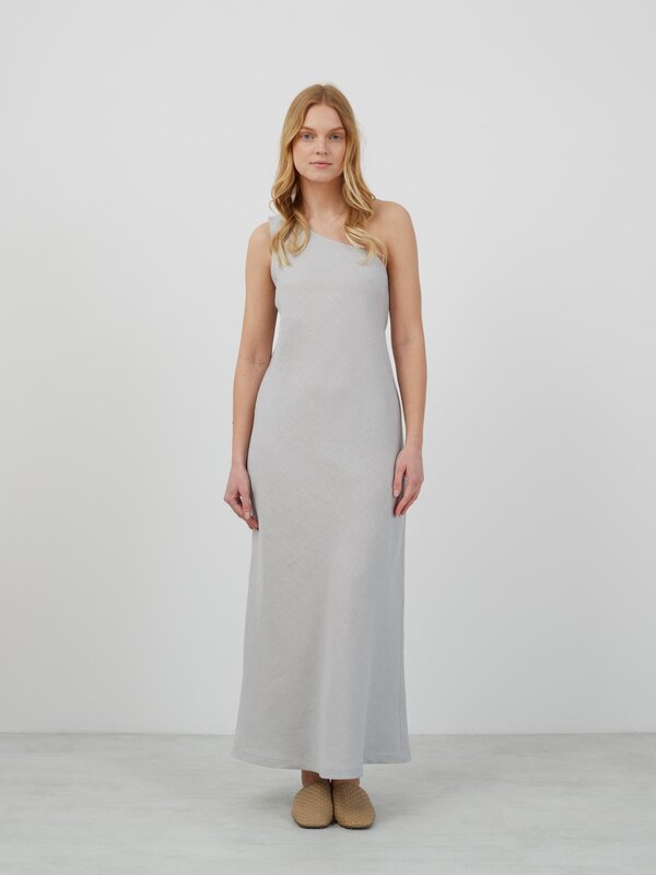 ANGELINA One-Shoulder Linen Maxi Dress