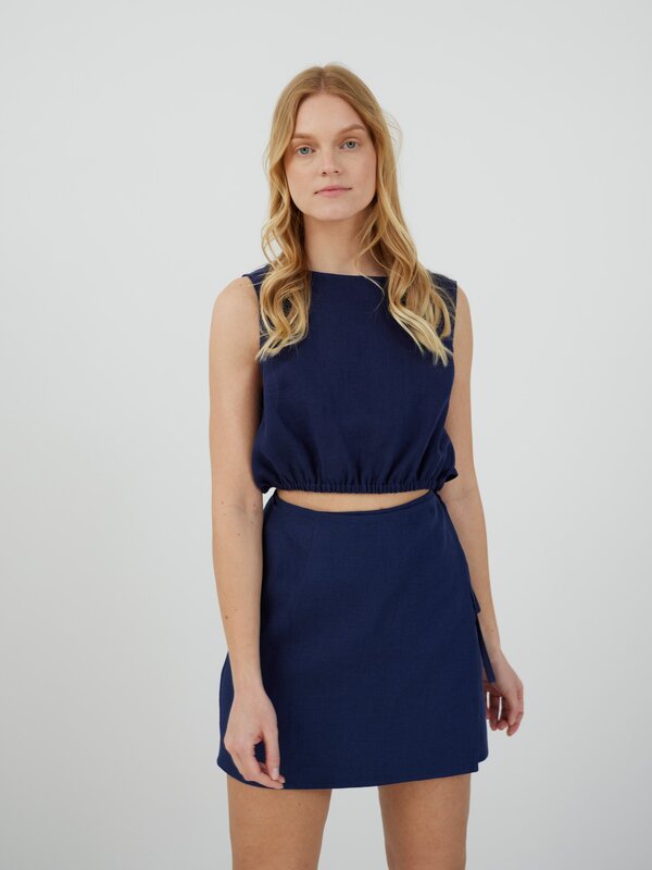 ANNALISE Leinen Mini-Wickelrock