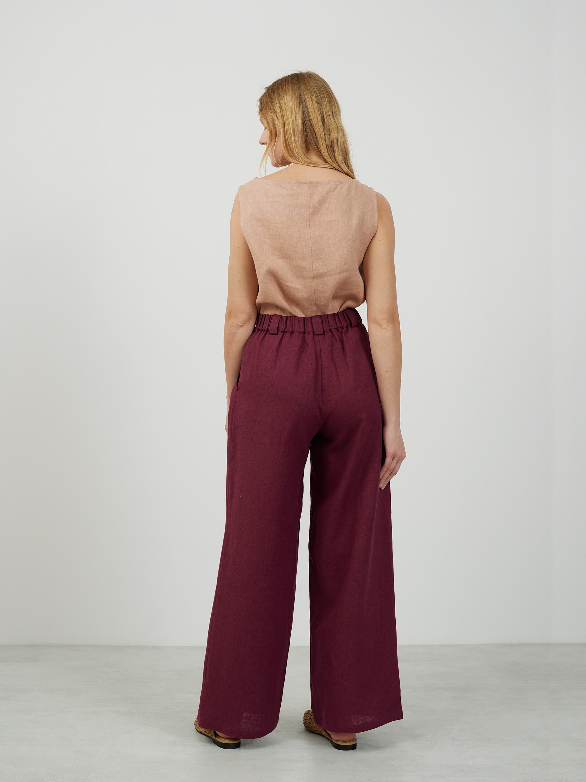 Image 5 of ASHER Tailored Linen Pants in Eggplant from Love and Confuse