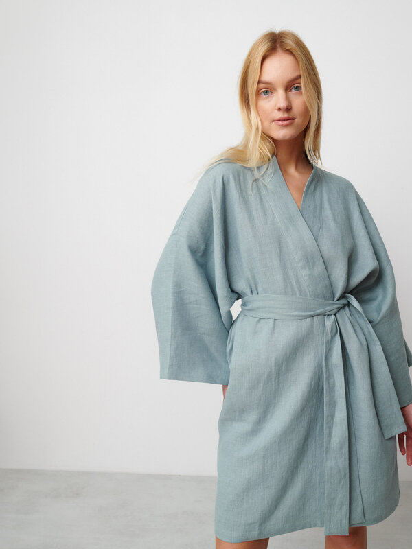 ATHENA Linen Wrap Dress