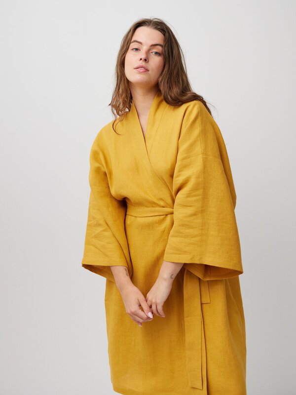 ATHENA Linen Wrap Dress