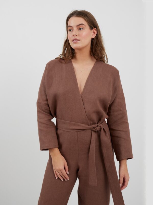 ATLAS Wrap Front Linen Jumpsuit