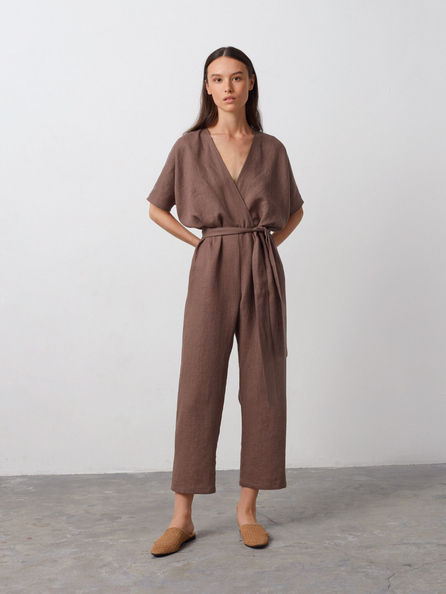 Image 1 of AURORA Linen Jumpsuit in Cocoa from Love and Confuse