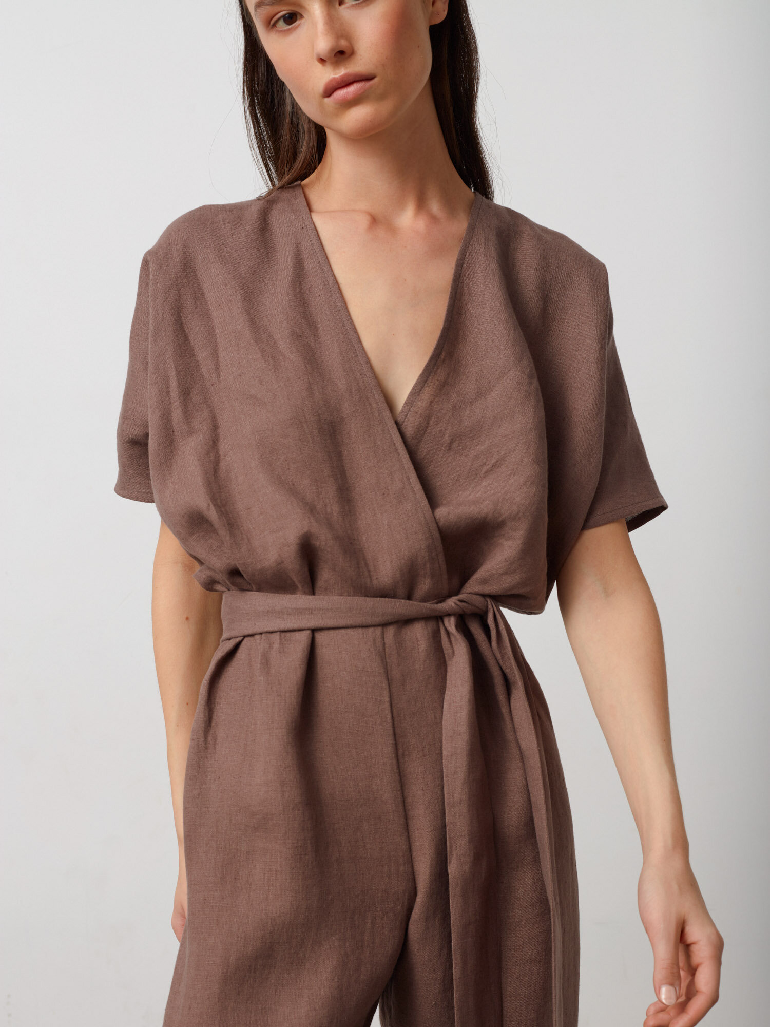 Image 3 of AURORA Linen Jumpsuit in Cocoa from Love and Confuse